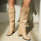 Botas militares tipo «slip-on» de tacón grueso y talla grande para mujer