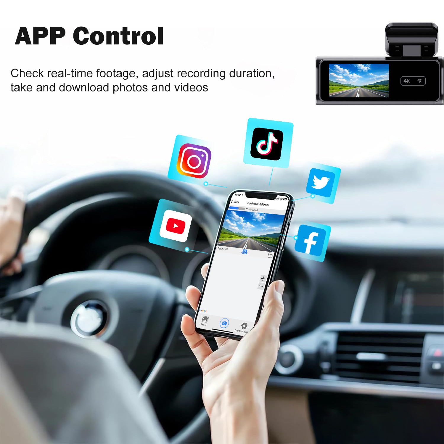 Mobile Internet WIFI version CAR DVR 1.97 inch driving recorder 4K high-definition dual recording parking