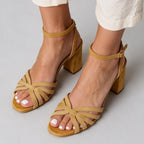 Sandalias elegantes de tacón alto y abertura frontal (estilo "boca de pez") para mujer.