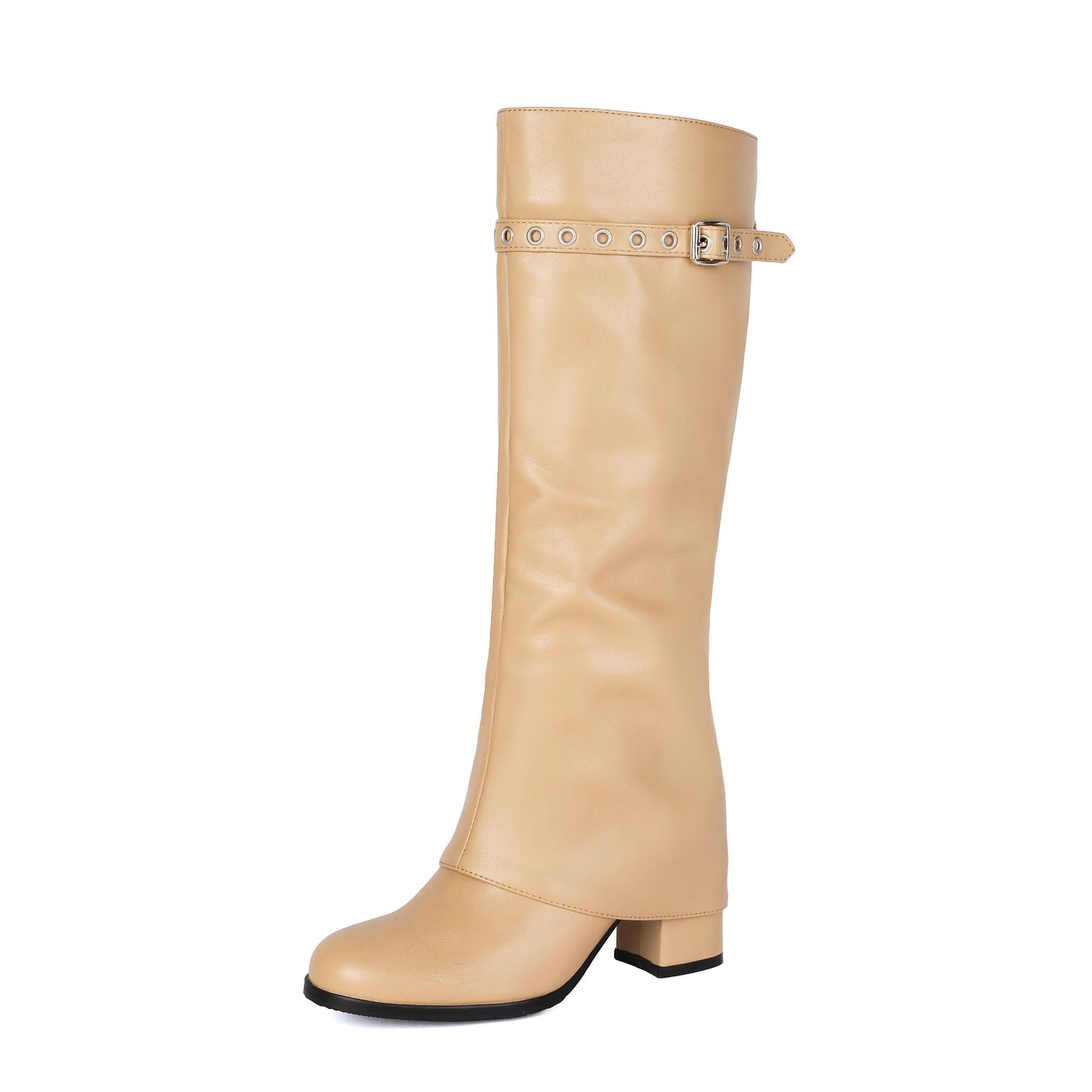 Botas militares tipo «slip-on» de tacón grueso y talla grande para mujer