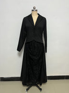Vestido de dos piezas elegante para mujer con cuello tipo americana, manga larga