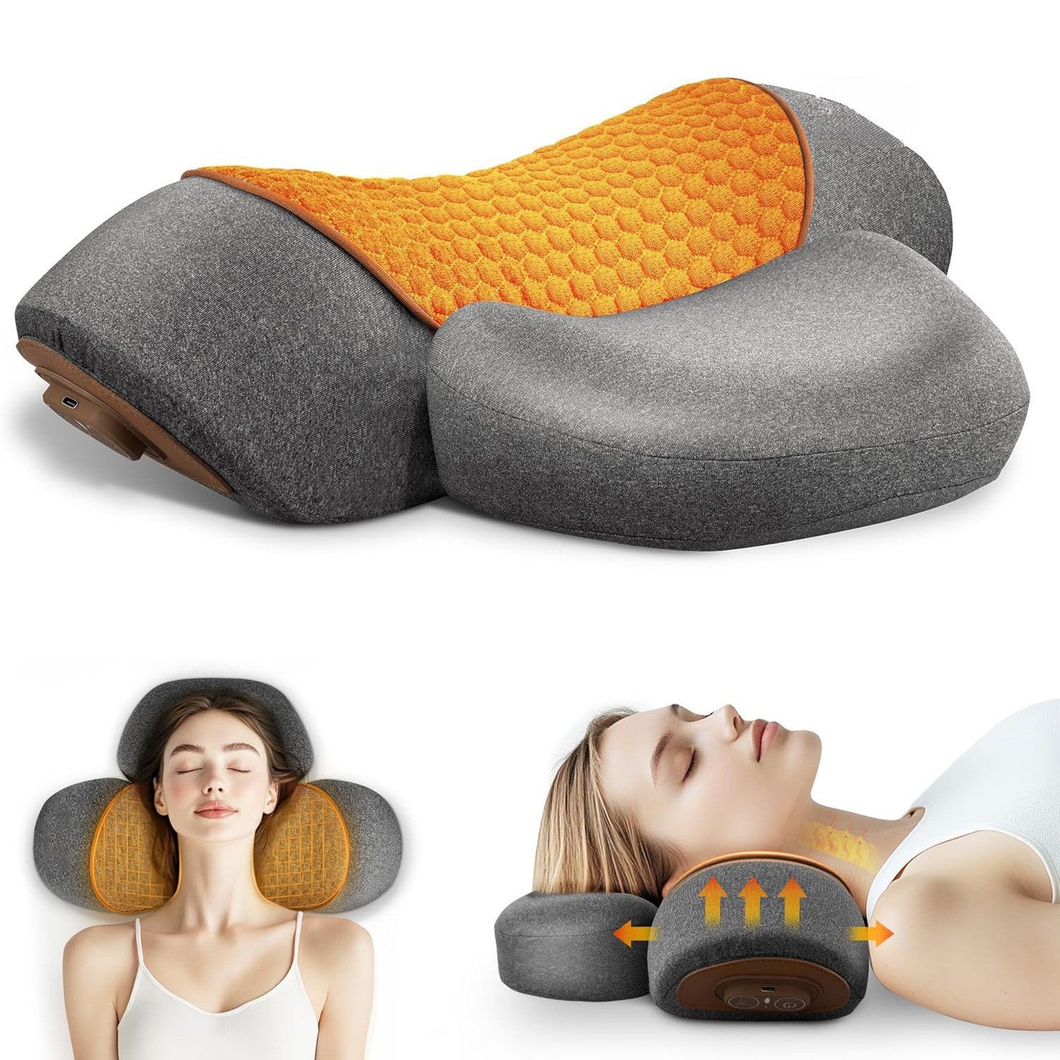 Almohada cervical con protección para el cuello, función de masaje y compresa térmica.