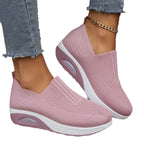 Zapatillas sin cordones para mujer con suela blanda gruesa tipo Air y tejido Flyknit