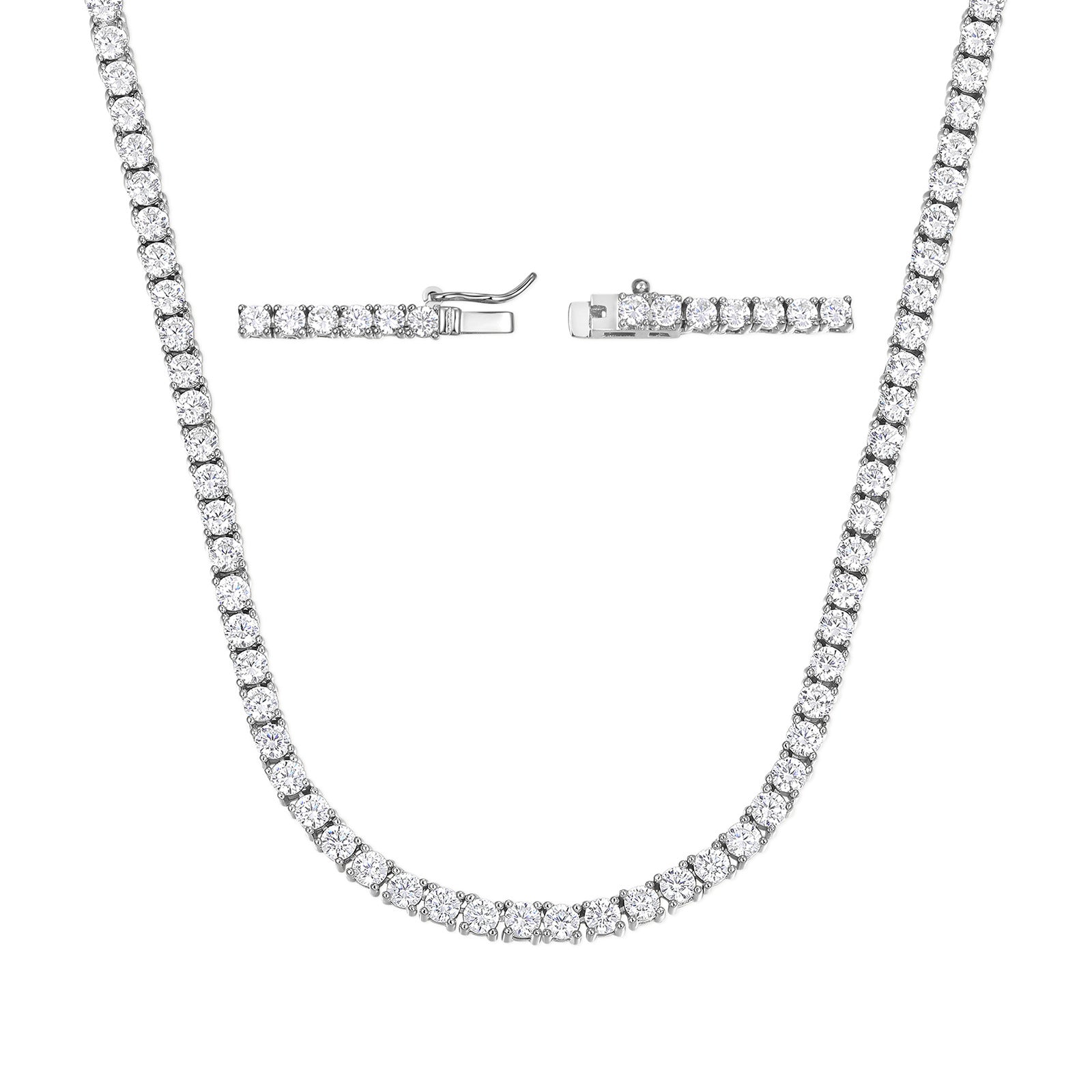 Copper Plated 18K Gold Zirconia Tennis Necklace Fashion Trendy Style Neck Chain
