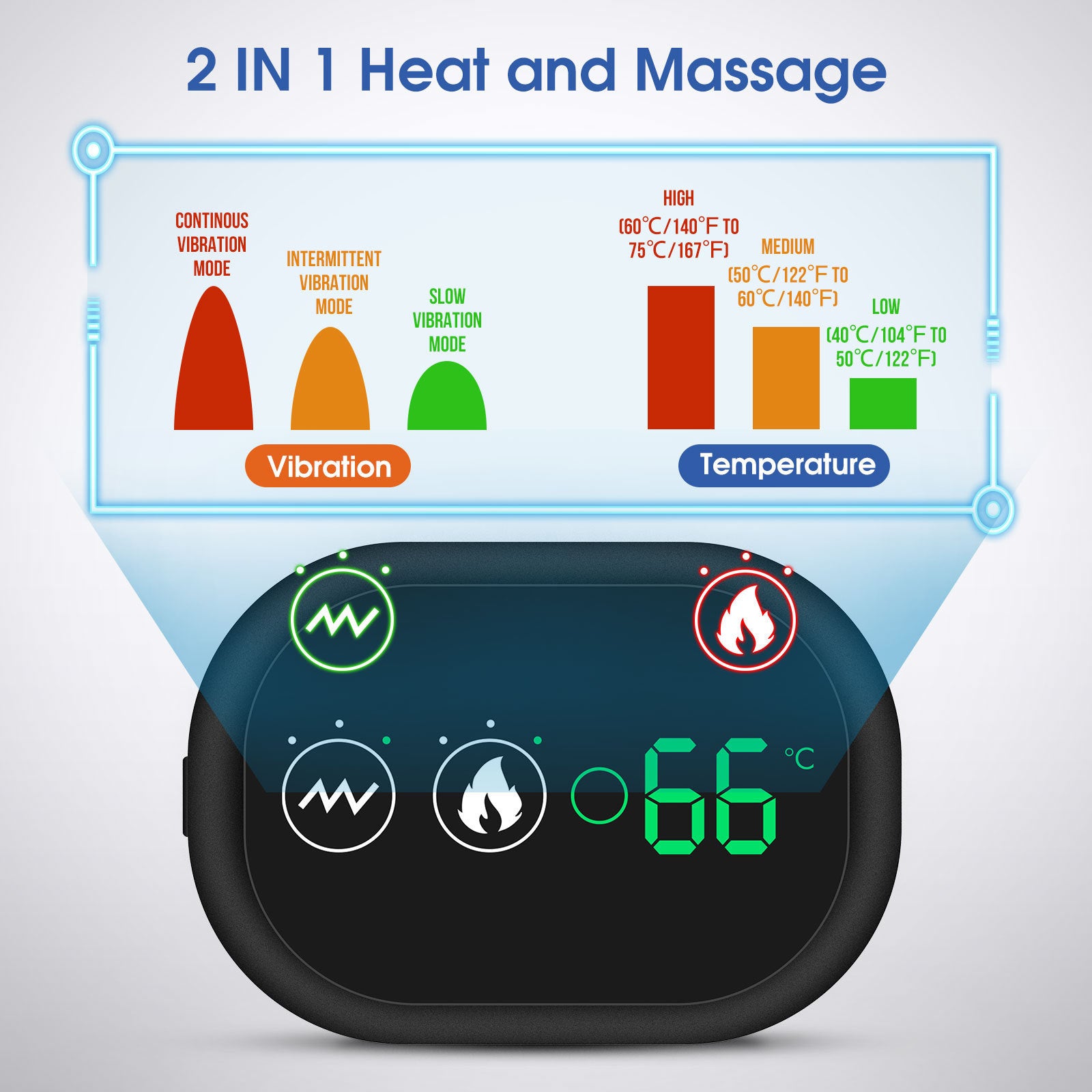 Massage Shoulder Support with Touchscreen Controller, Rechargeable Vibrating Heat Therapy Shoulder Massager Belt