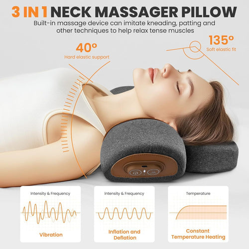 Almohada cervical con protección para el cuello, función de masaje y compresa térmica.