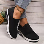 Zapatillas sin cordones para mujer con suela blanda gruesa tipo Air y tejido Flyknit