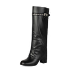 Botas militares tipo «slip-on» de tacón grueso y talla grande para mujer